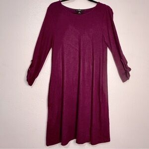 AGB knit dress w/pockets, fuchsia, Sz S. Preowned.